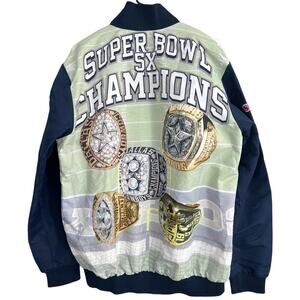 Dallas Cowboys Men's 5x Championship Jacket Super Bowl Chalkline Style - Large